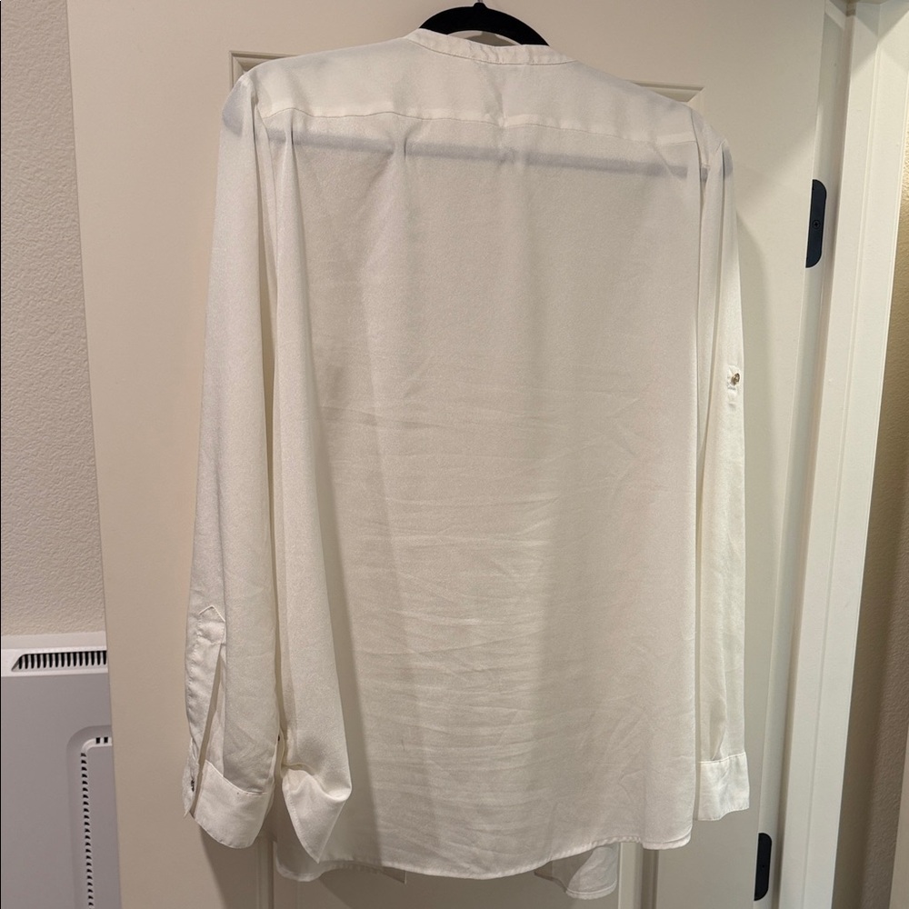 Calvin Klein Cream Long Sleeve Shirt with Zipper Pockets - Picture 7 of 8